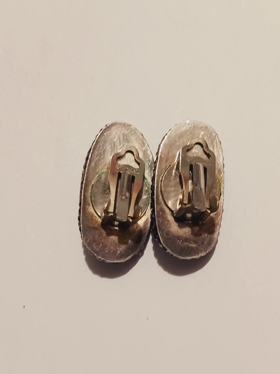 Sterling Silver 925 Sparkly Black Oval Clip-On Earrings - photo 5