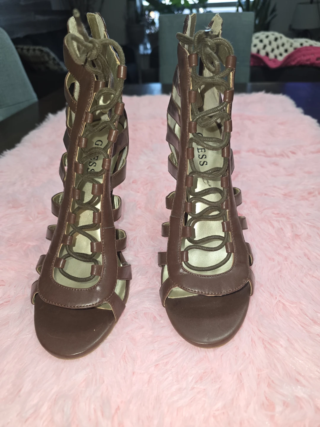 Guess Brown Lace-Up Gladiator Heels - photo 2