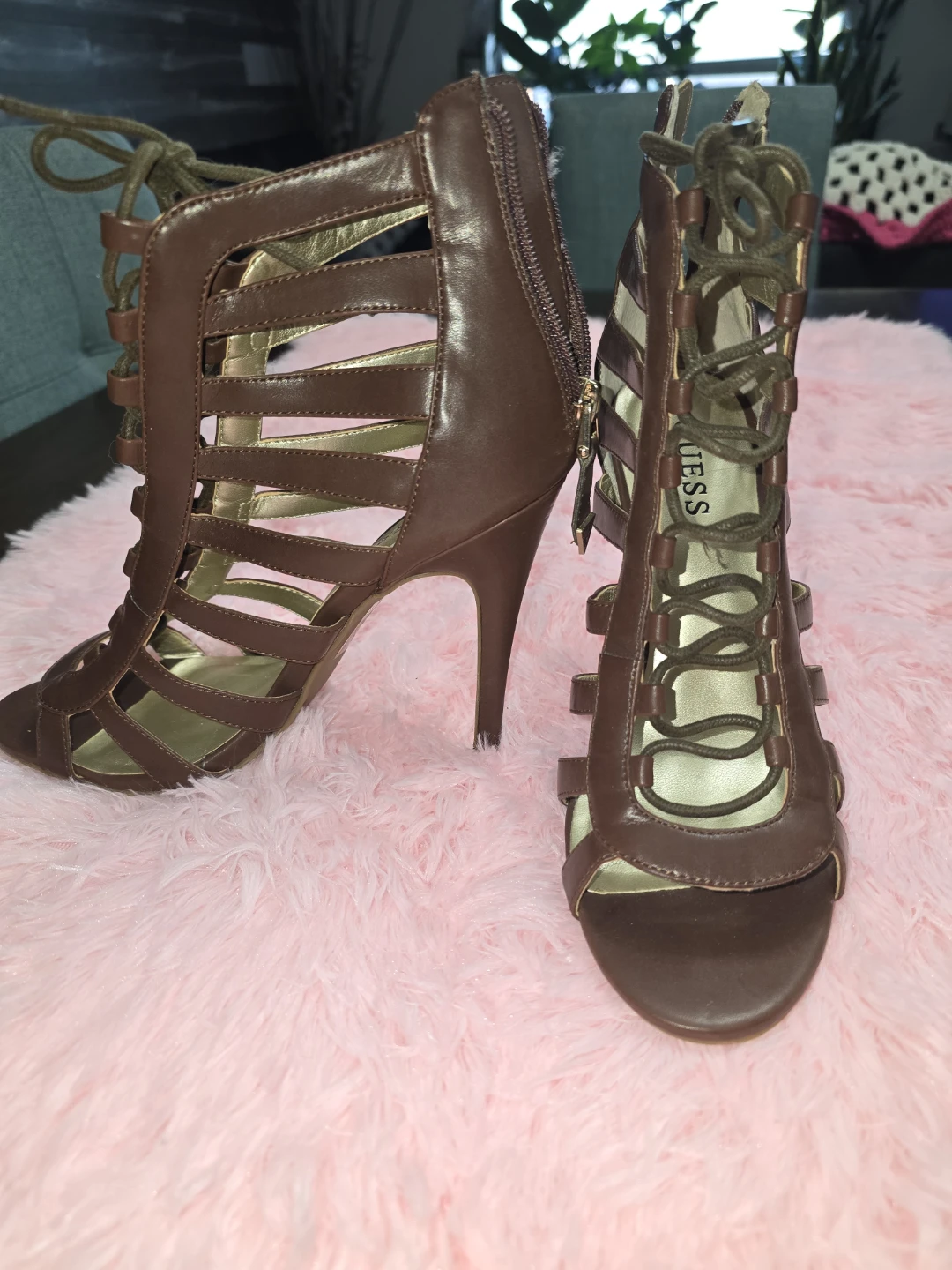 Guess Brown Lace-Up Gladiator Heels - photo 3