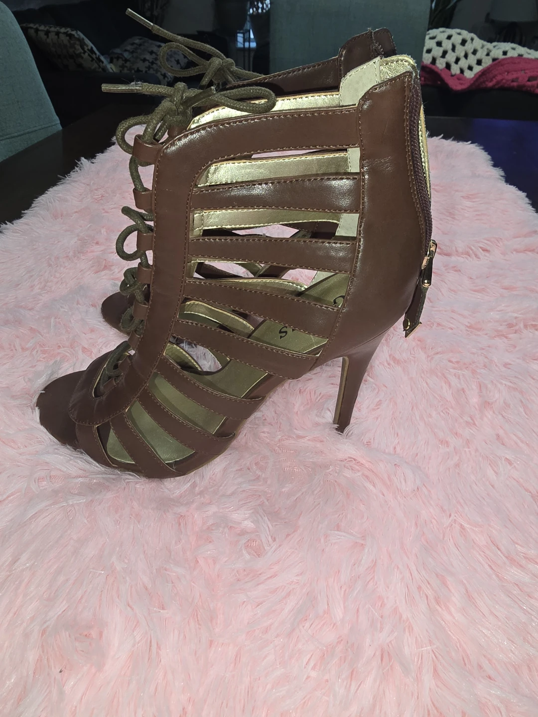 Guess Brown Lace-Up Gladiator Heels - photo 4
