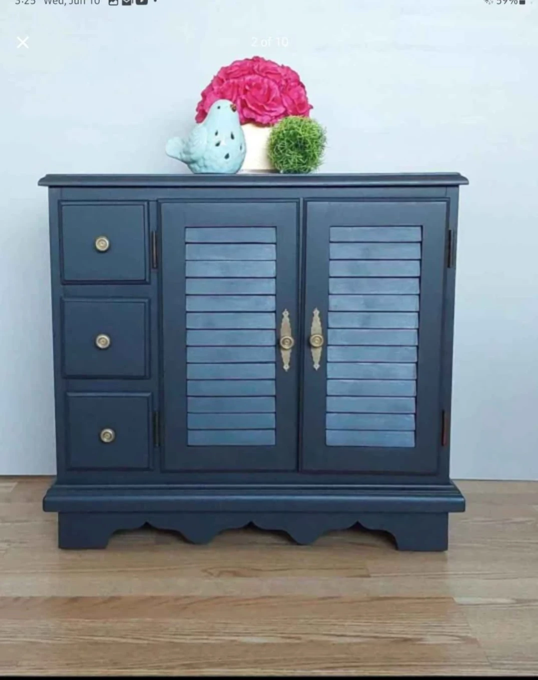 Dark Grey Accent Cabinet with Drawers and Doors