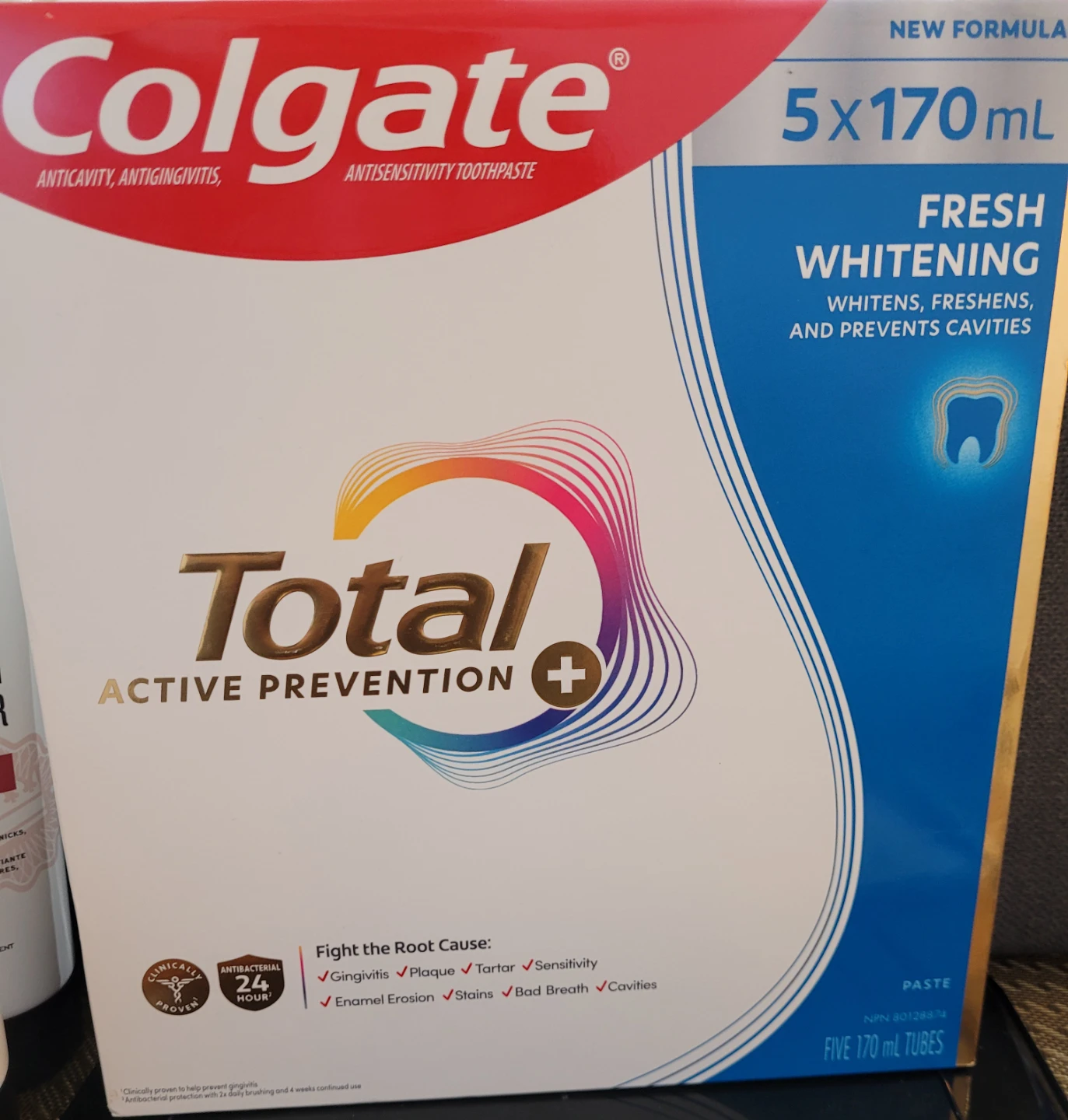 Colgate Total Active Fresh Whitening Toothpaste 5 x 170ml