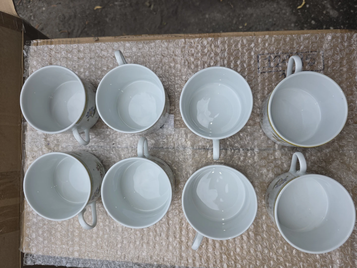 8 Used Tea Cups with Flower Images