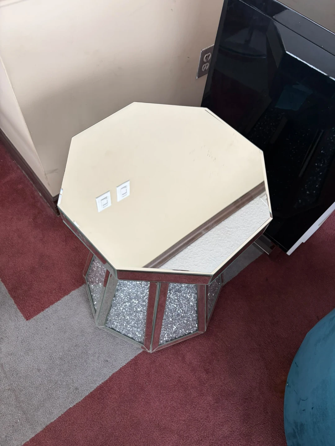 Mirrored Accent Table with Crushed Diamond Detail - photo 5