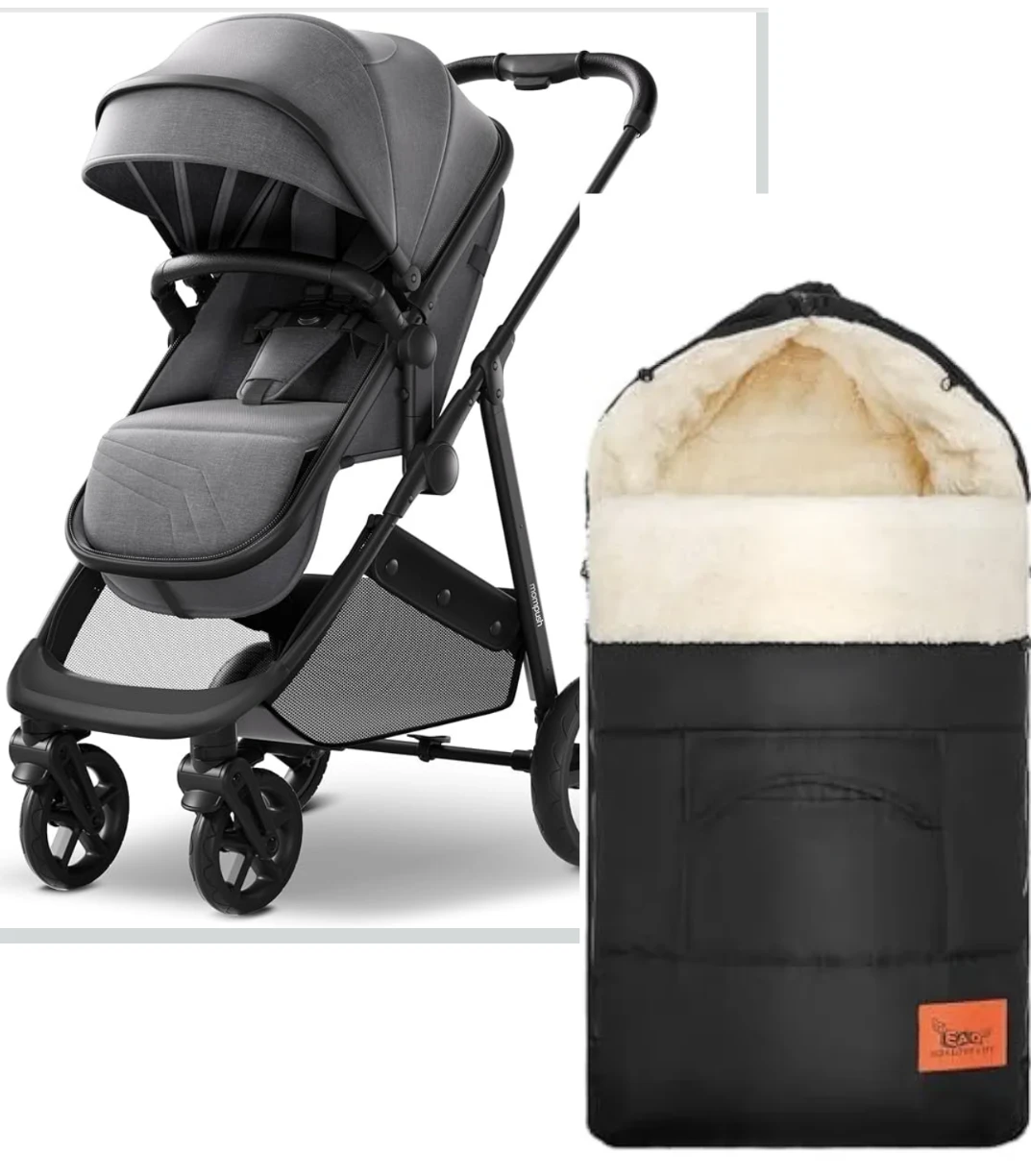 Grey Baby Stroller MomPush with Footmuff - photo 2
