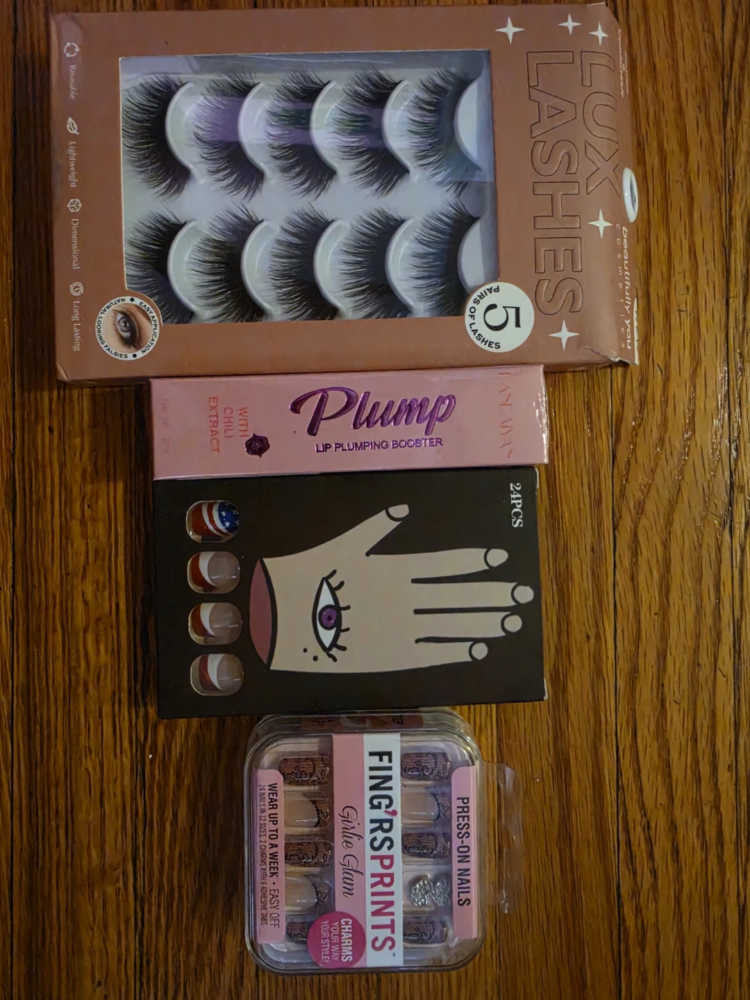 Lux Lashes, Plump Lip Booster & Press-On Nails