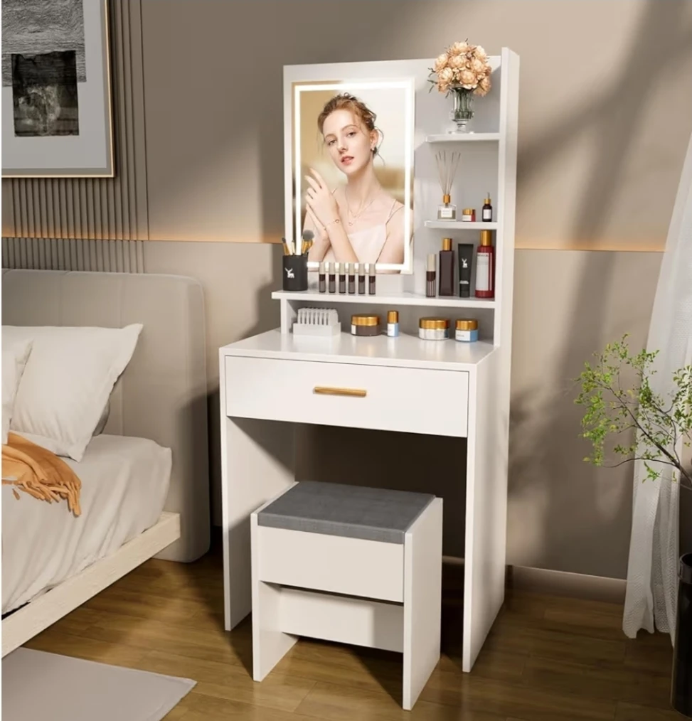Vanity Set with LED Mirror and Stool on Big Clerance