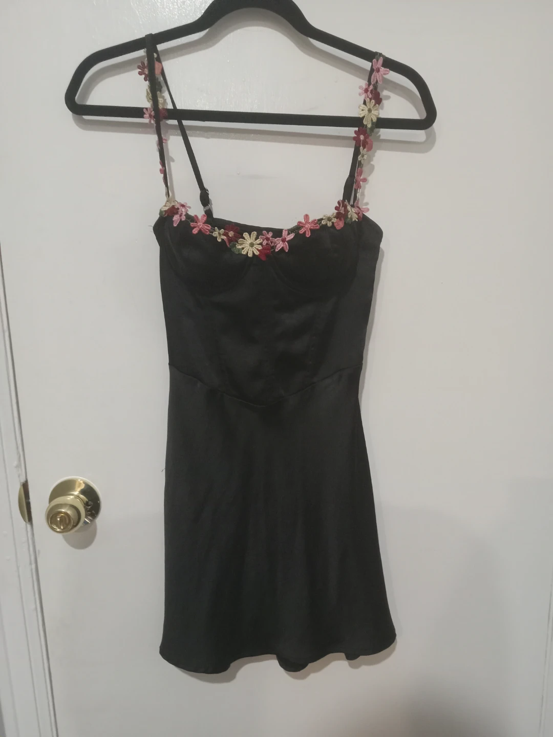 Black dress with floral straps
