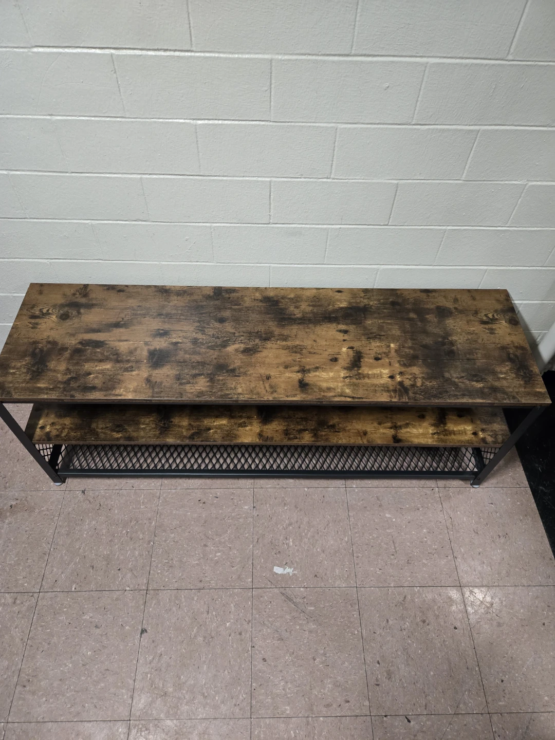 Industrial 3-Tier TV Stand Console - Rustic Brown & Black Metal - photo 3