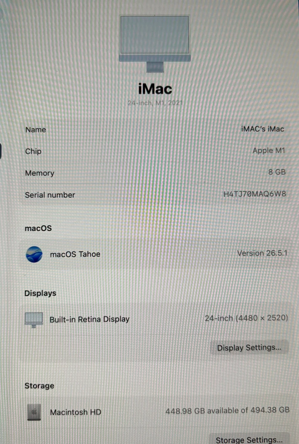 Apple blue iMAC 24 inch M1 chip 8GB RAM 500GB - photo 4