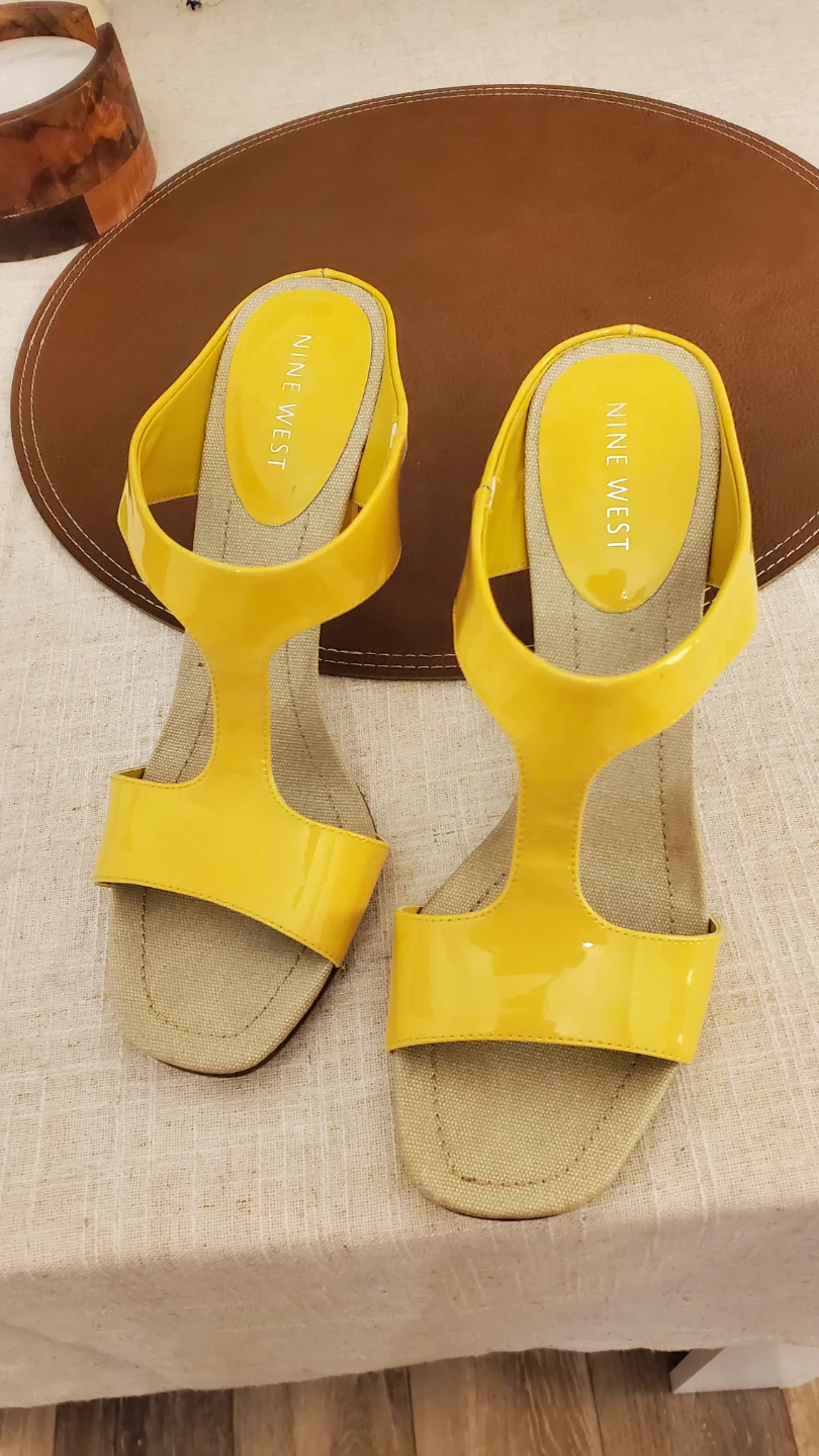 Nine West Yellow Patent Heels
