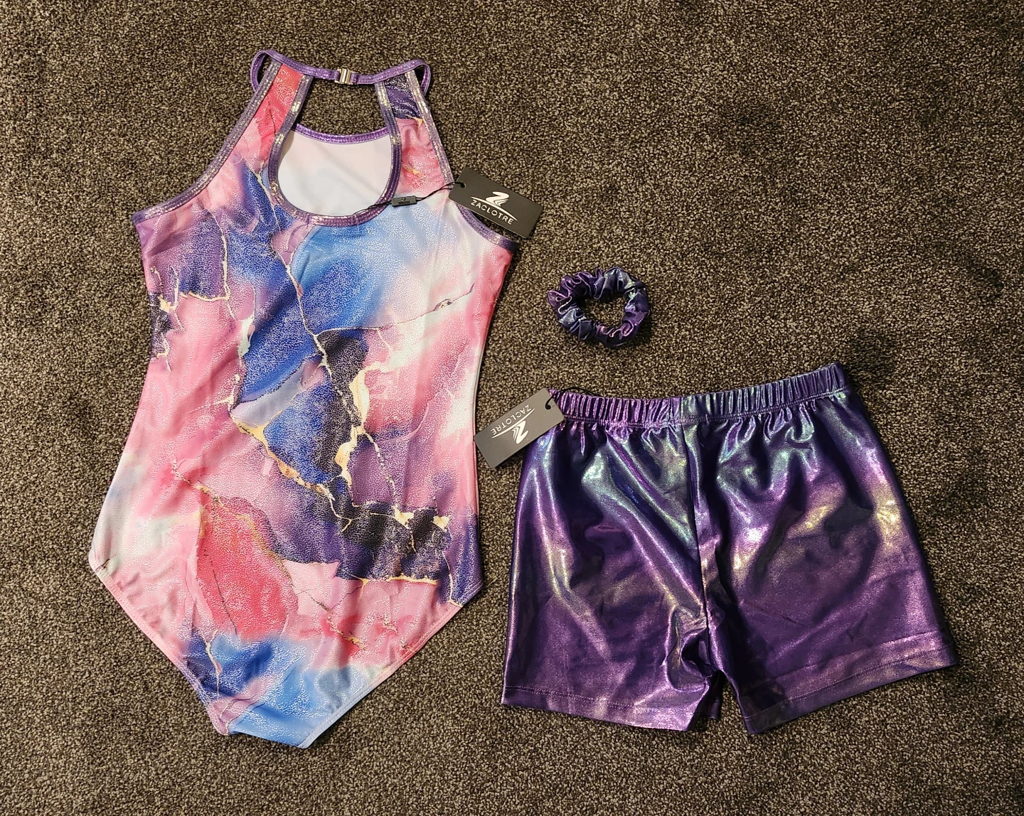 Zaclote Gymnastics Leotard Shorts Set with Scrunchie - photo 3