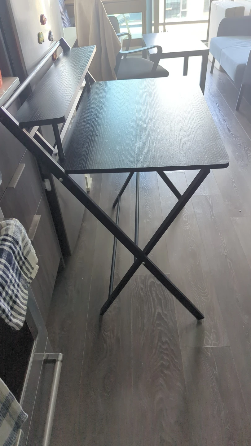Black Folding Desk with Shelf