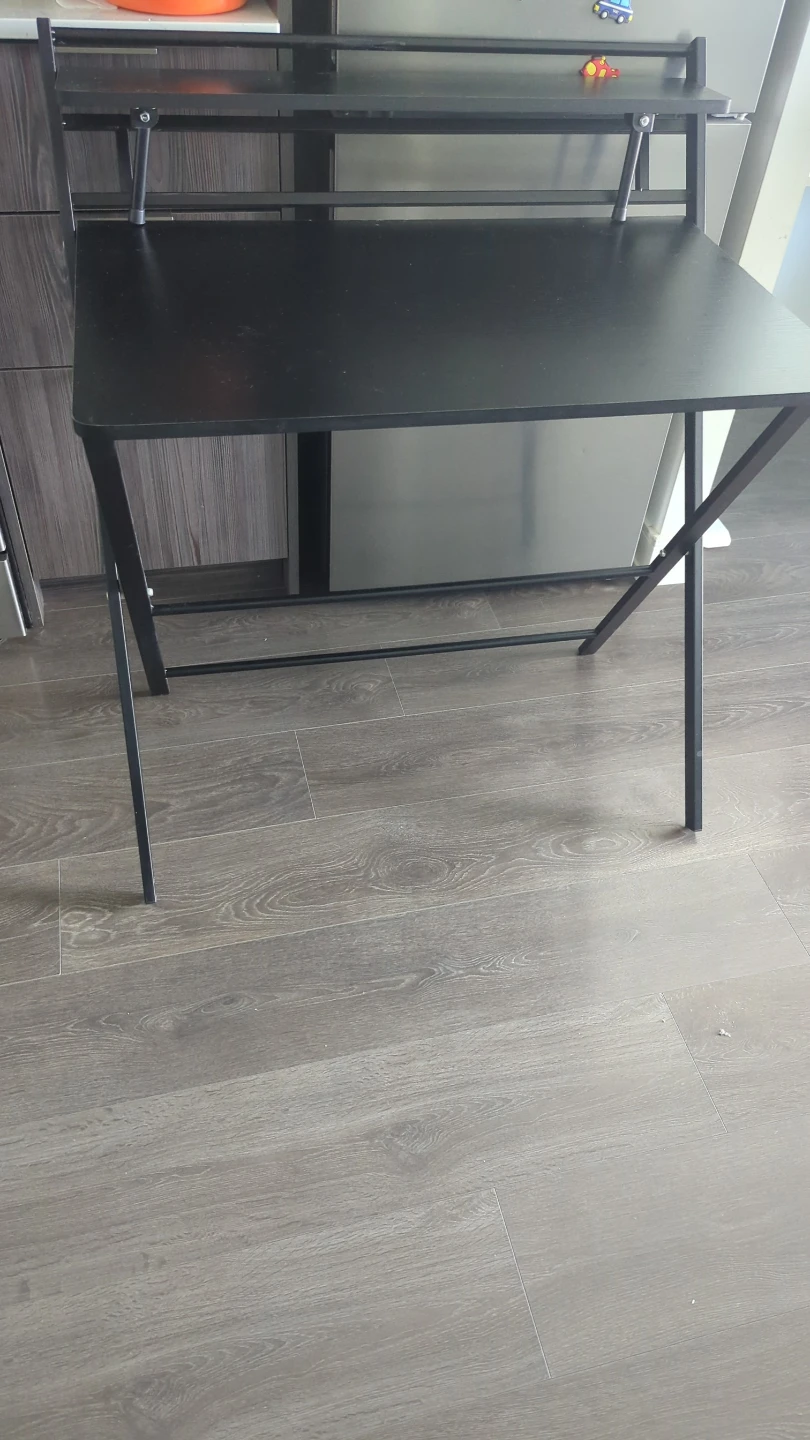 Black Folding Desk with Shelf - photo 2