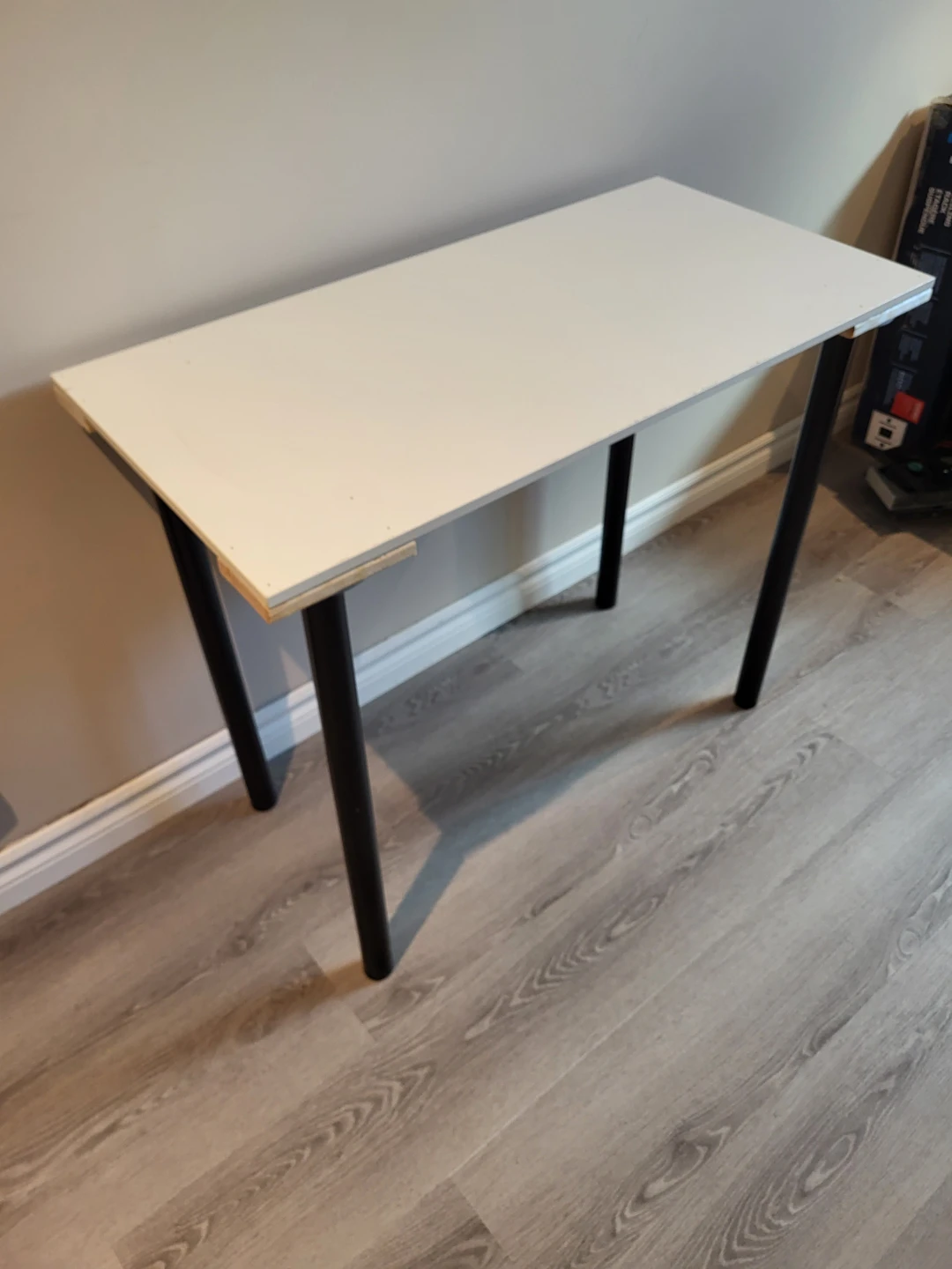 Small Light White Table with Black Adjustable Legs