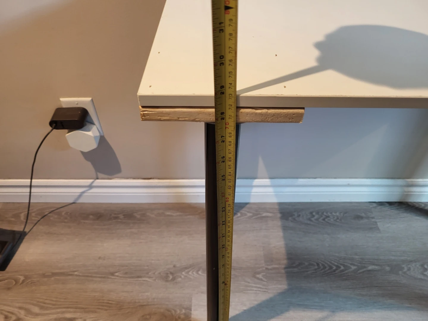 Small Light White Table with Black Adjustable Legs - photo 5