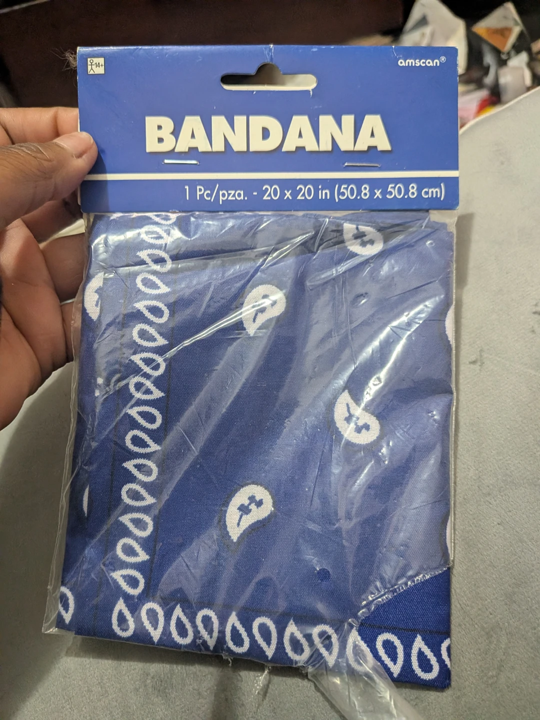 Amscan Blue Paisley Bandana 20x20 inch