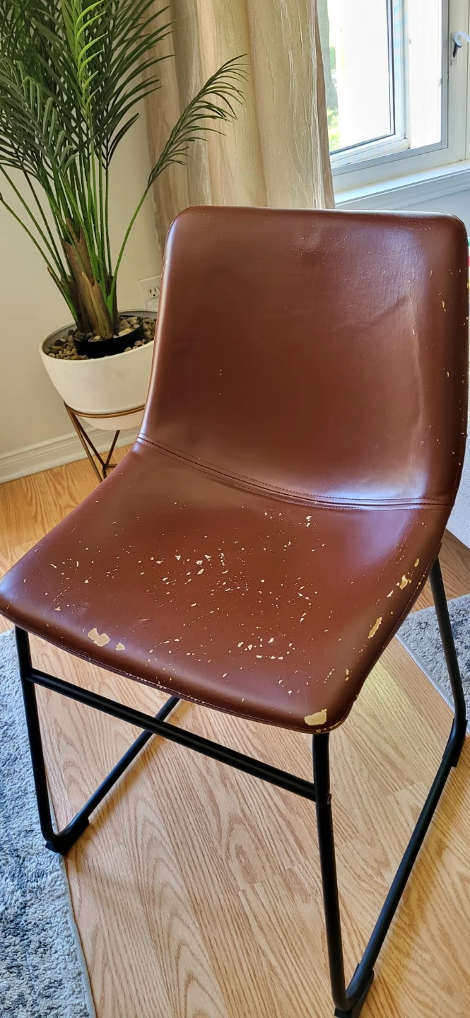 Brown leather dining chair