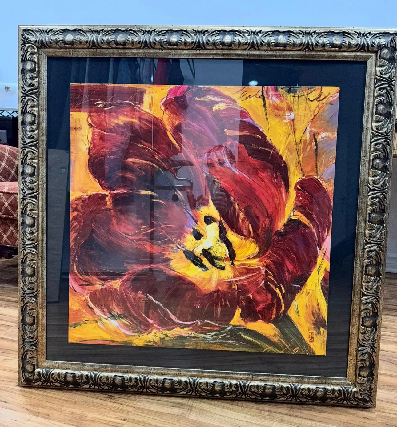 Framed Abstract Tulip Painting