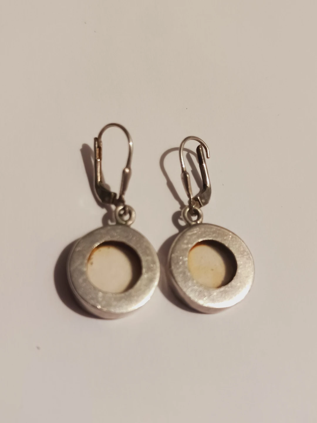 Sterling Silver 925 Stamped Round Drop Earrings - photo 2