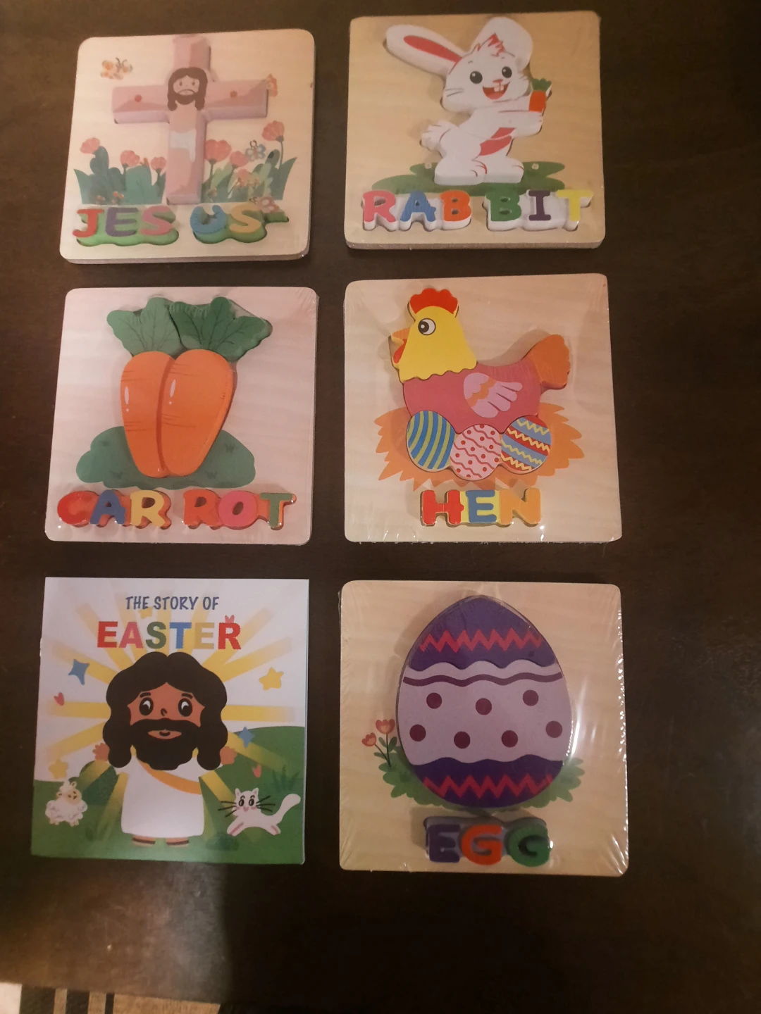 Wooden Puzzle Set with Drawstring Bag