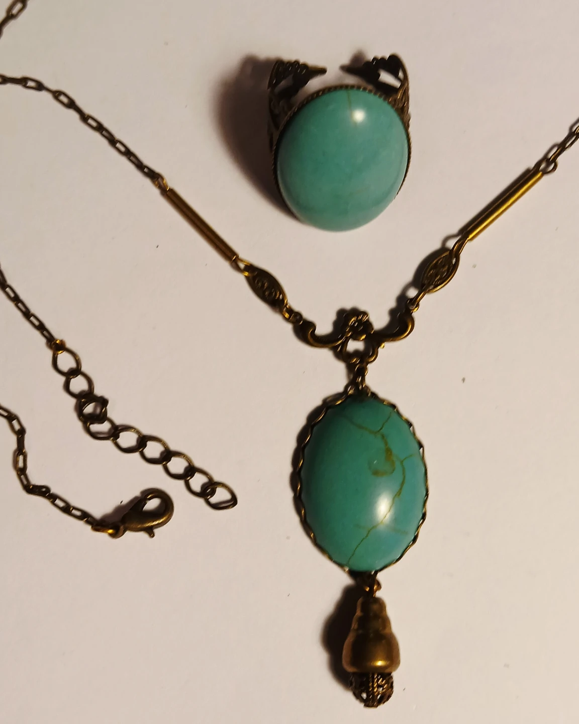 Turquoise Pendant Necklace and Ring Set - photo 3