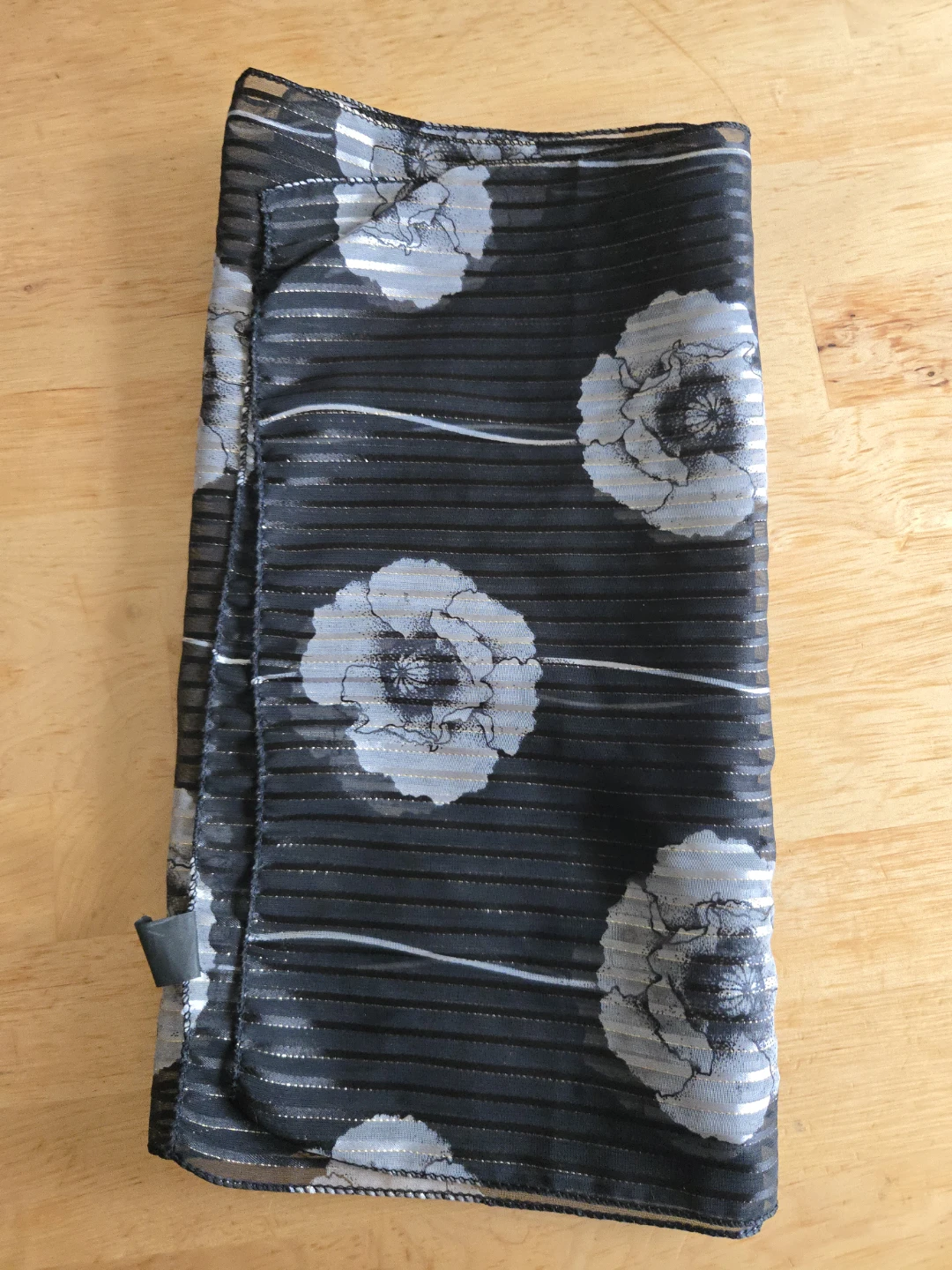 Sheer Black Floral Scarf