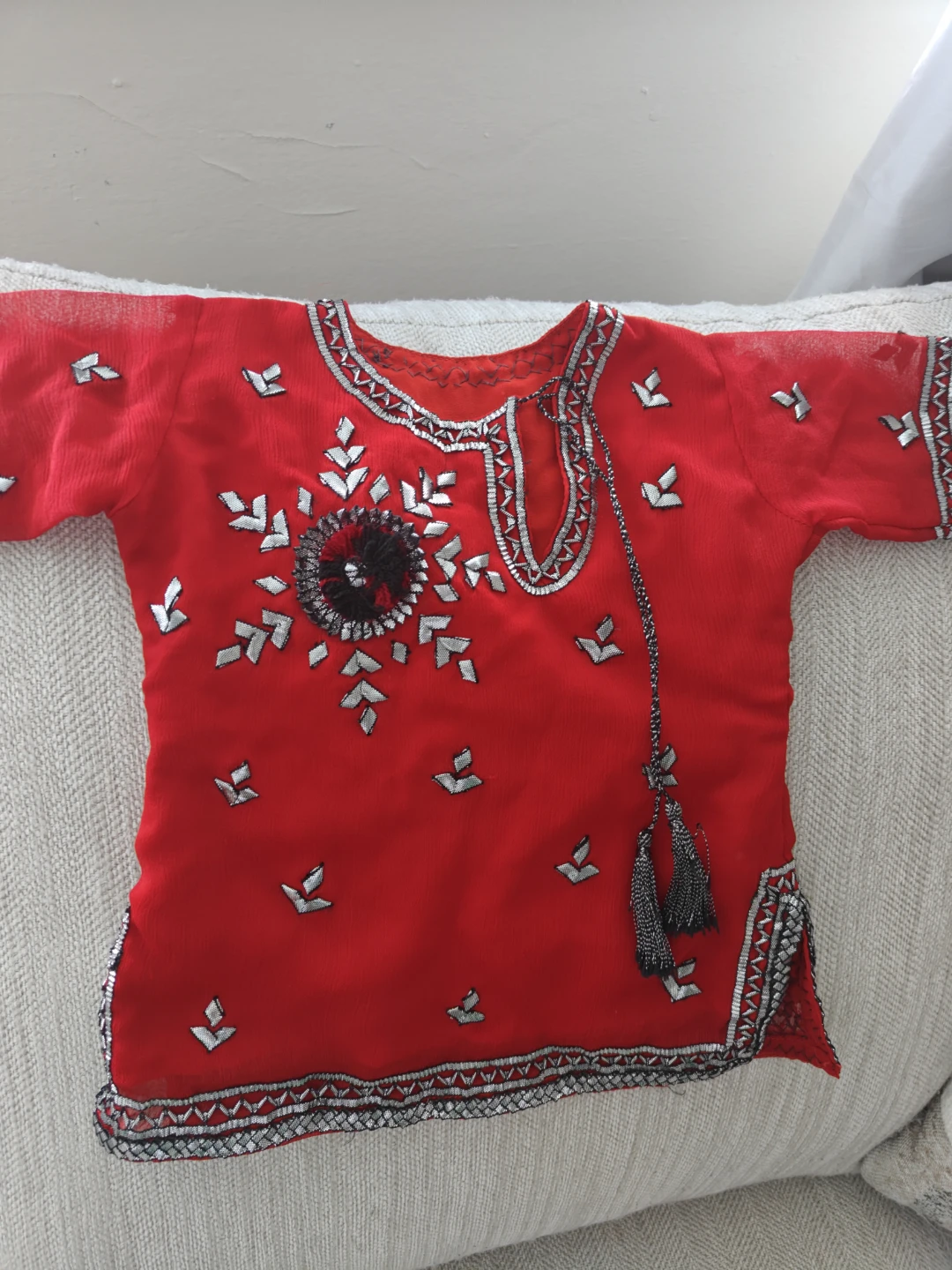 Red Embellished Top