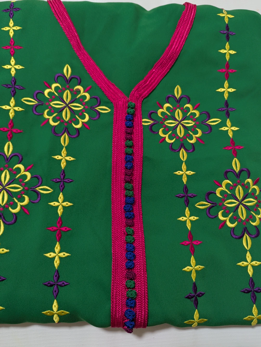 Green Embroidered Kaftan Dress