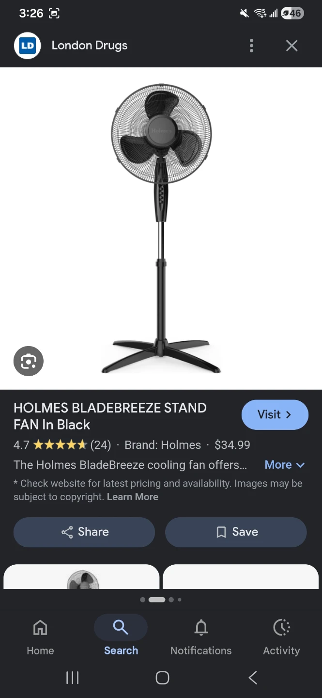 Holmes BladeBreeze Stand Fan - 16 inch, Black - can negotiate - photo 2