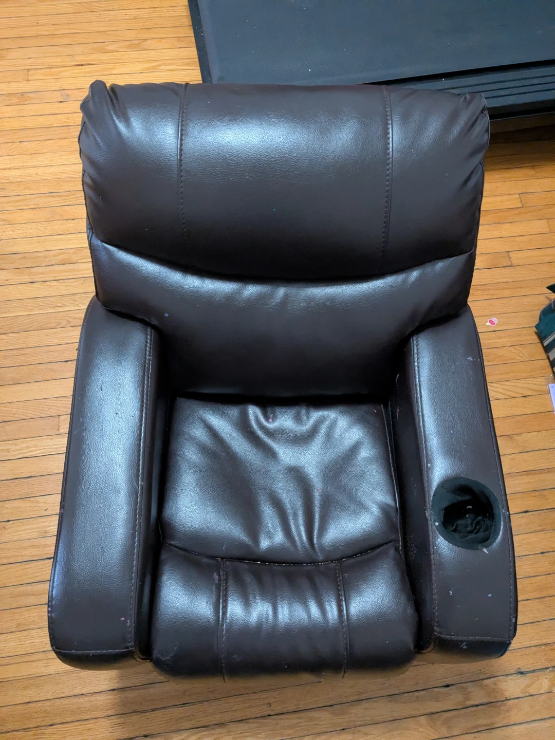 Brown Faux Leather Recliner Chair with Cupholder