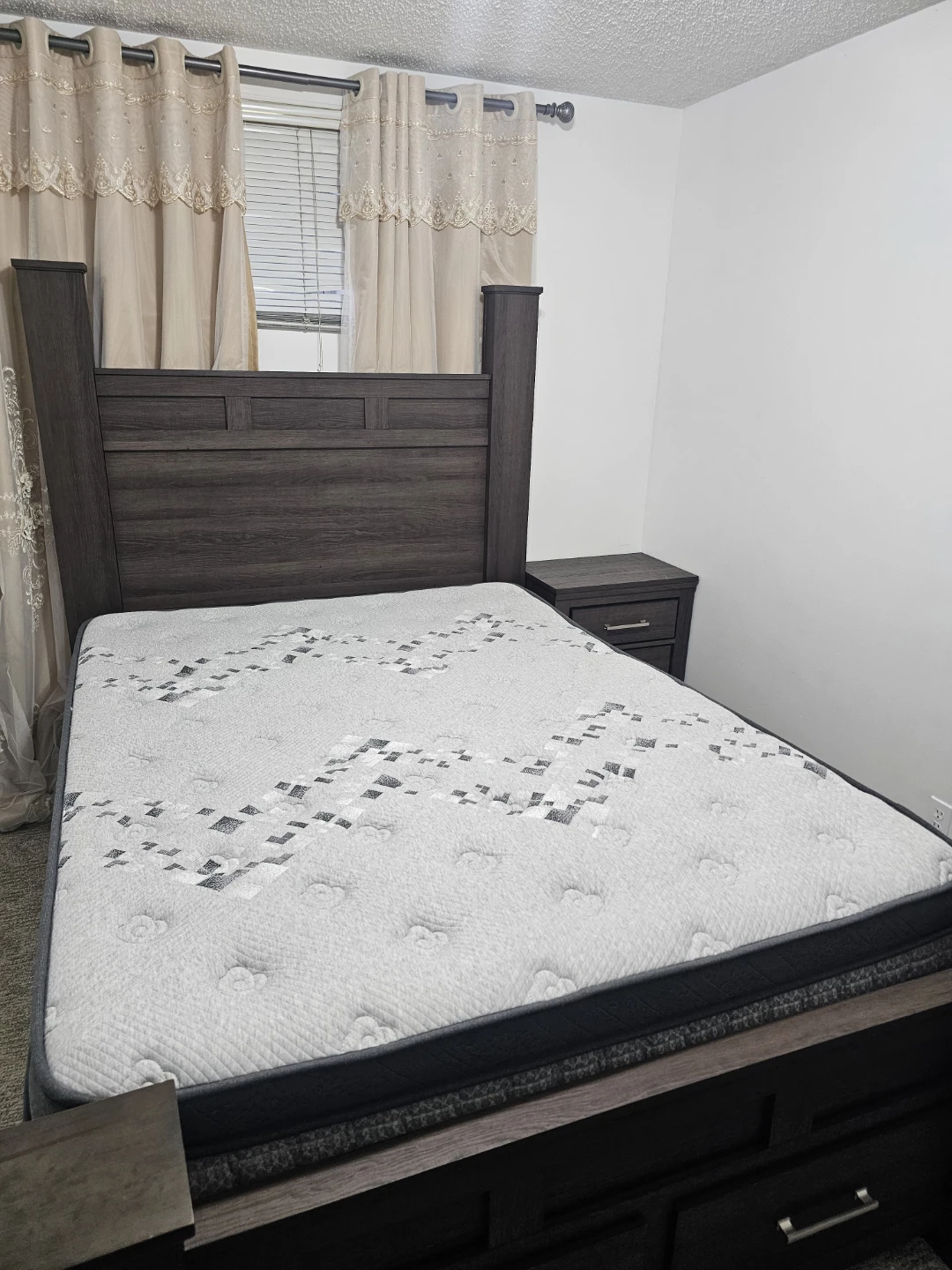 Dark Wood Bedroom Set - Bed, Dresser, Wardrobe, Nightstands - photo 2