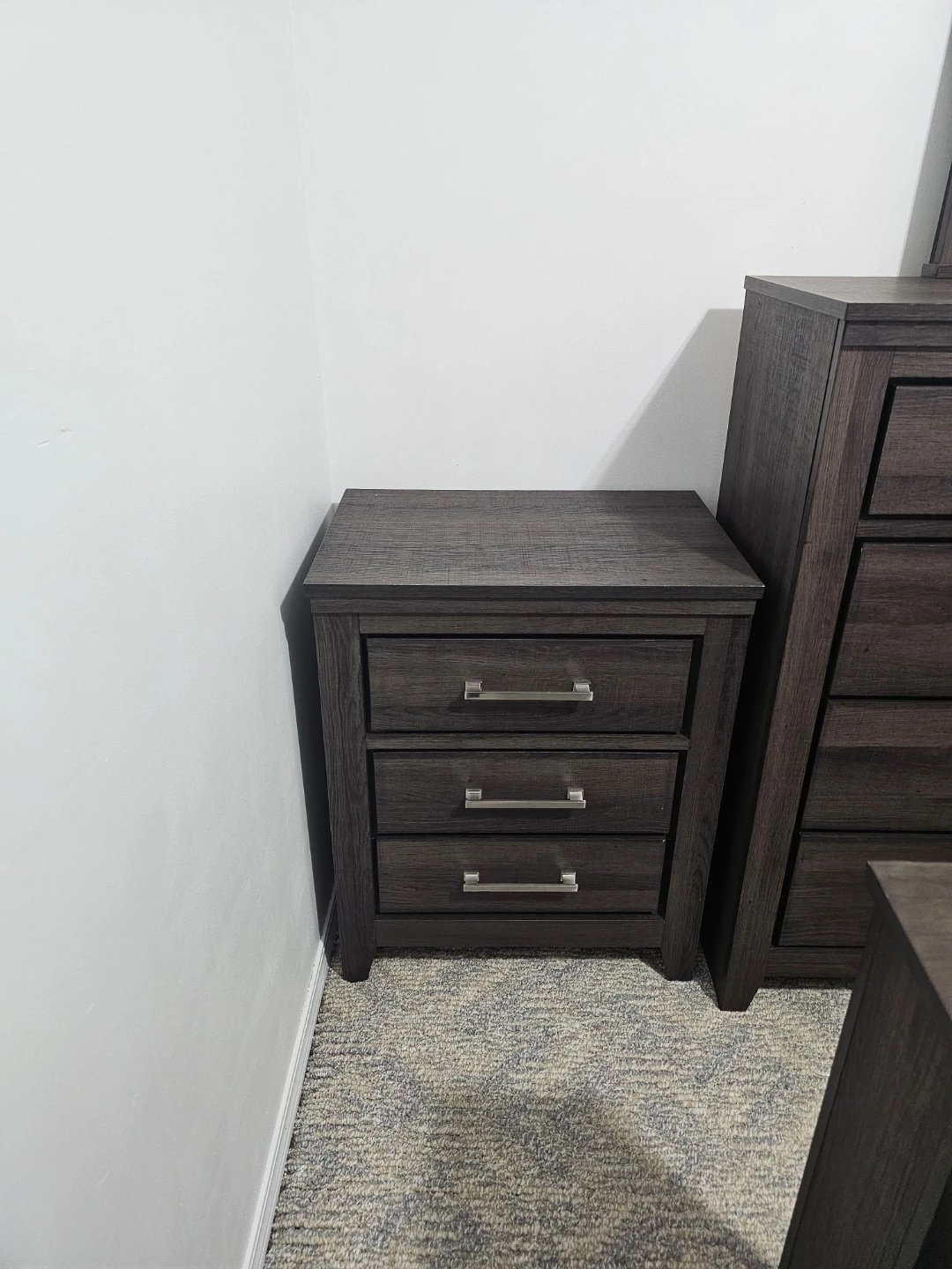 Dark Wood Bedroom Set - Bed, Dresser, Wardrobe, Nightstands - photo 3