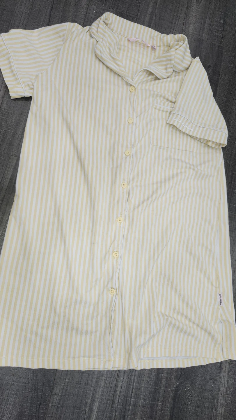 La Vie en Rose Striped Nightgown Pajama Shirt