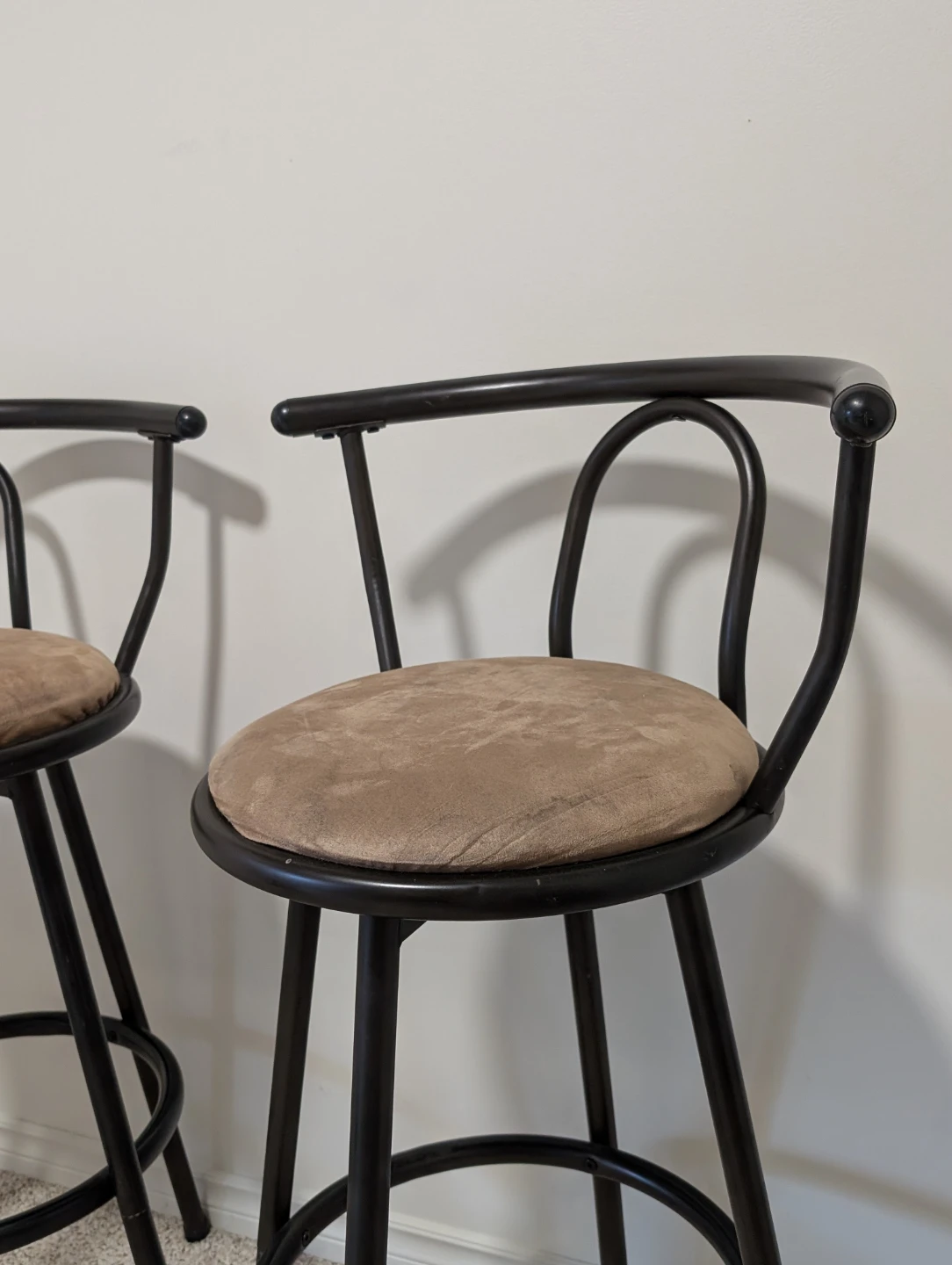 Set of 2 Brown Suede Swivel Bar Stools - photo 2