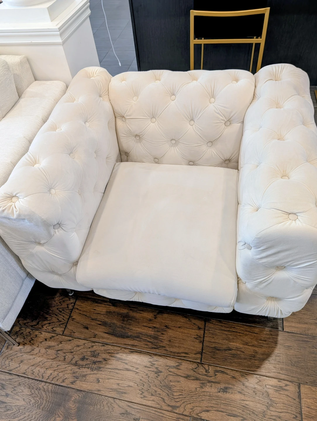 Cream Tufted Armchair