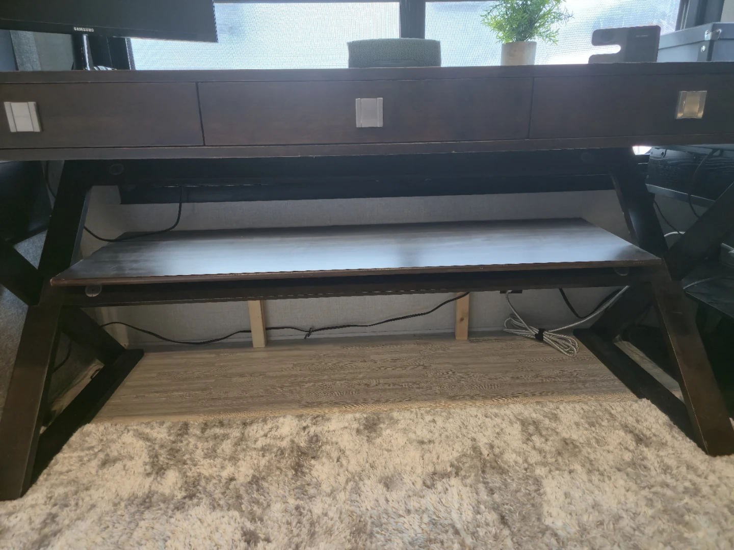 Dark Wood Executive Desk with Drawers and chair - photo 5