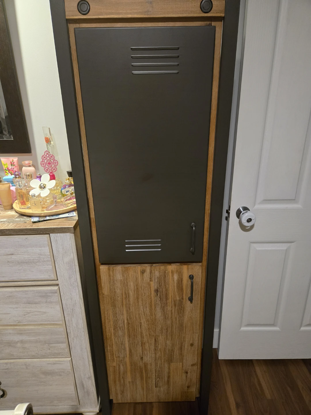 Metal and Wood Storage Cabinet