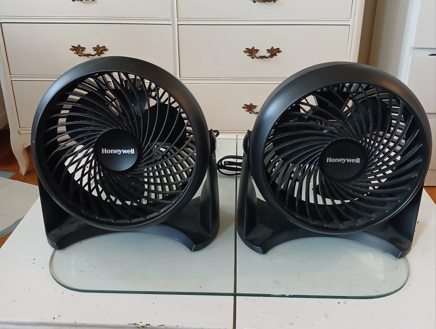 Two Honeywell Personal Table Fans
