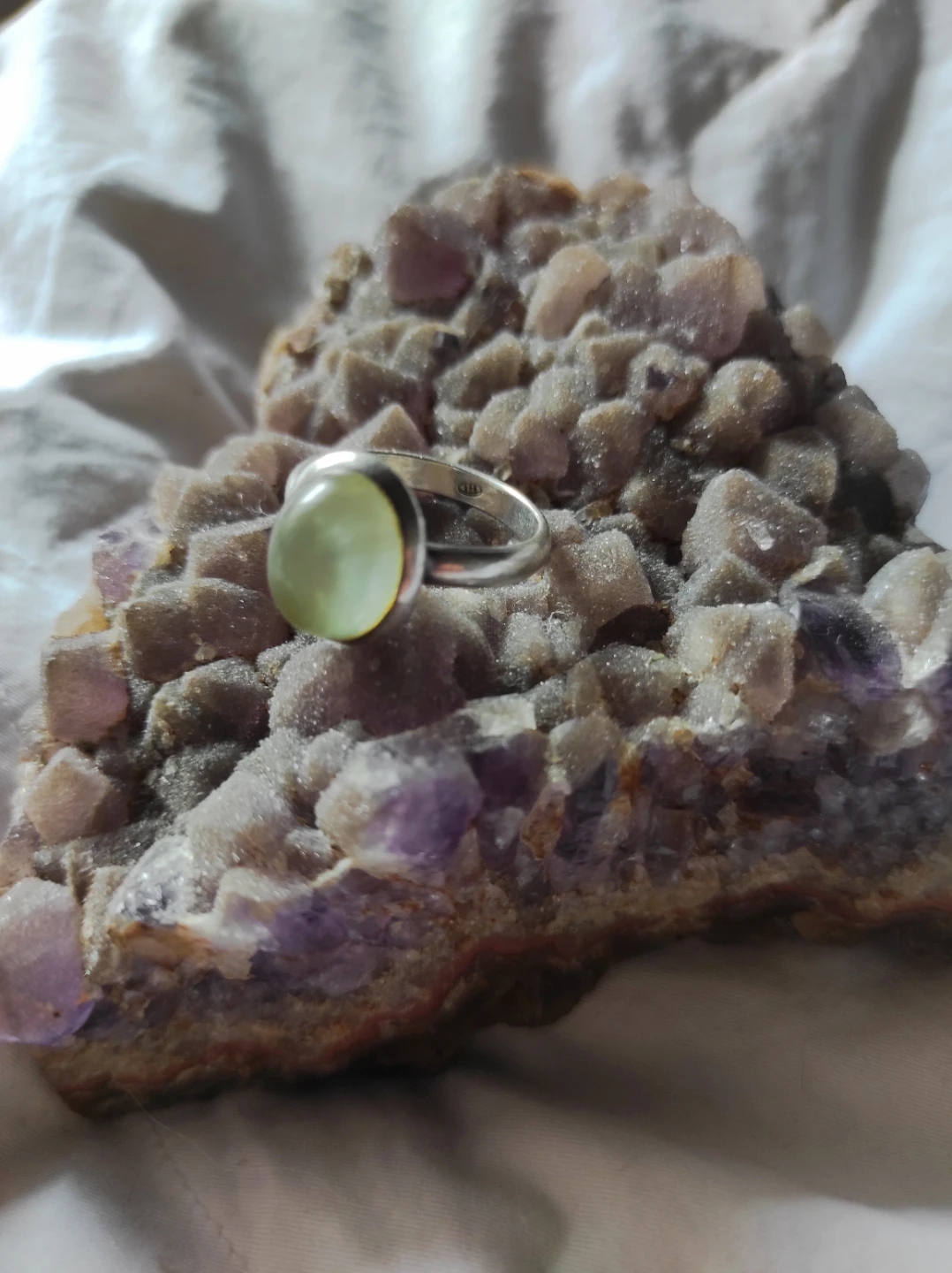 Silver Ring with prehnite Stone - photo 3