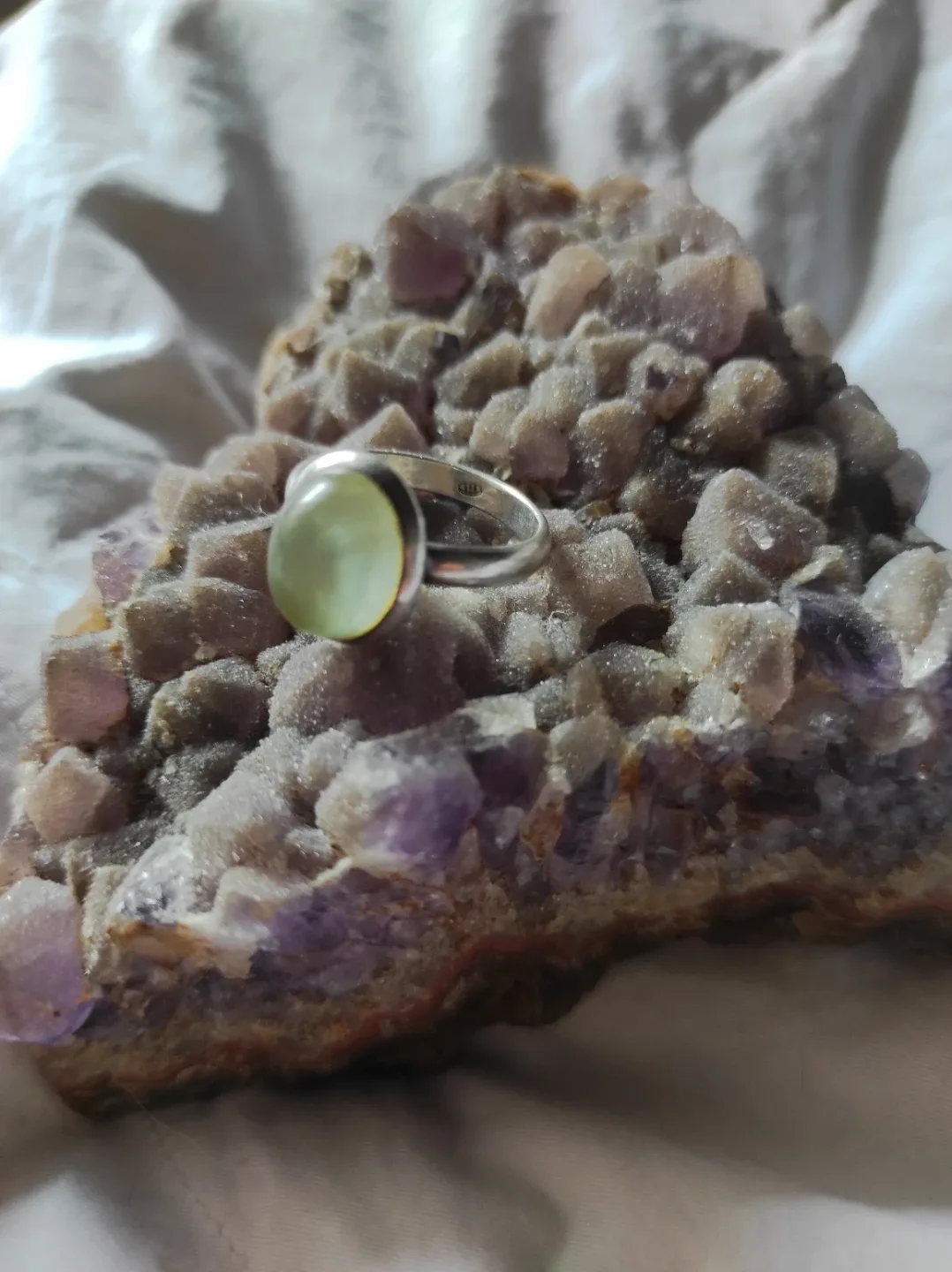 Silver Ring with prehnite Stone - photo 3