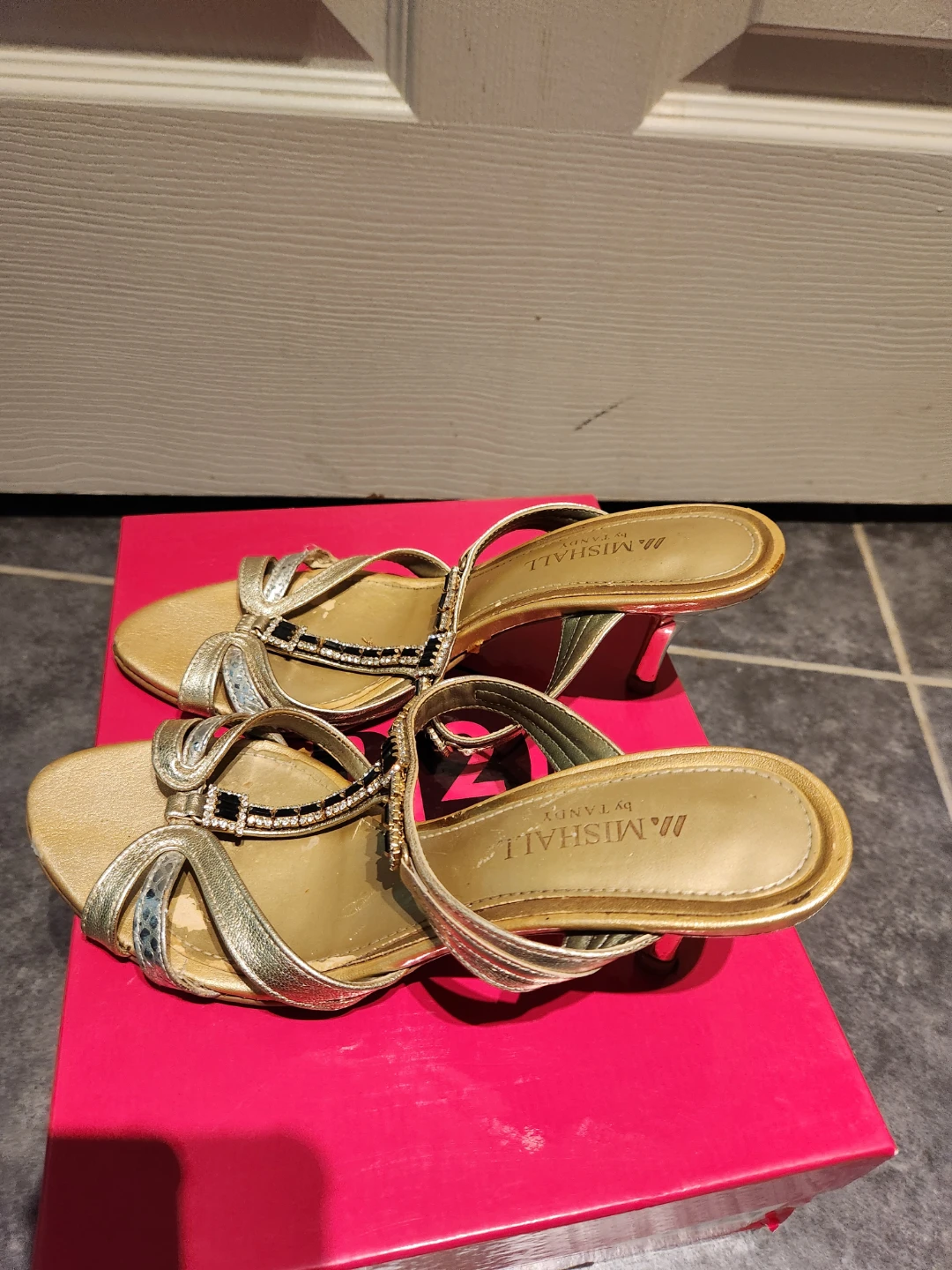 J.M. Mishall by Tandy Gold Embellished Heeled Sandals