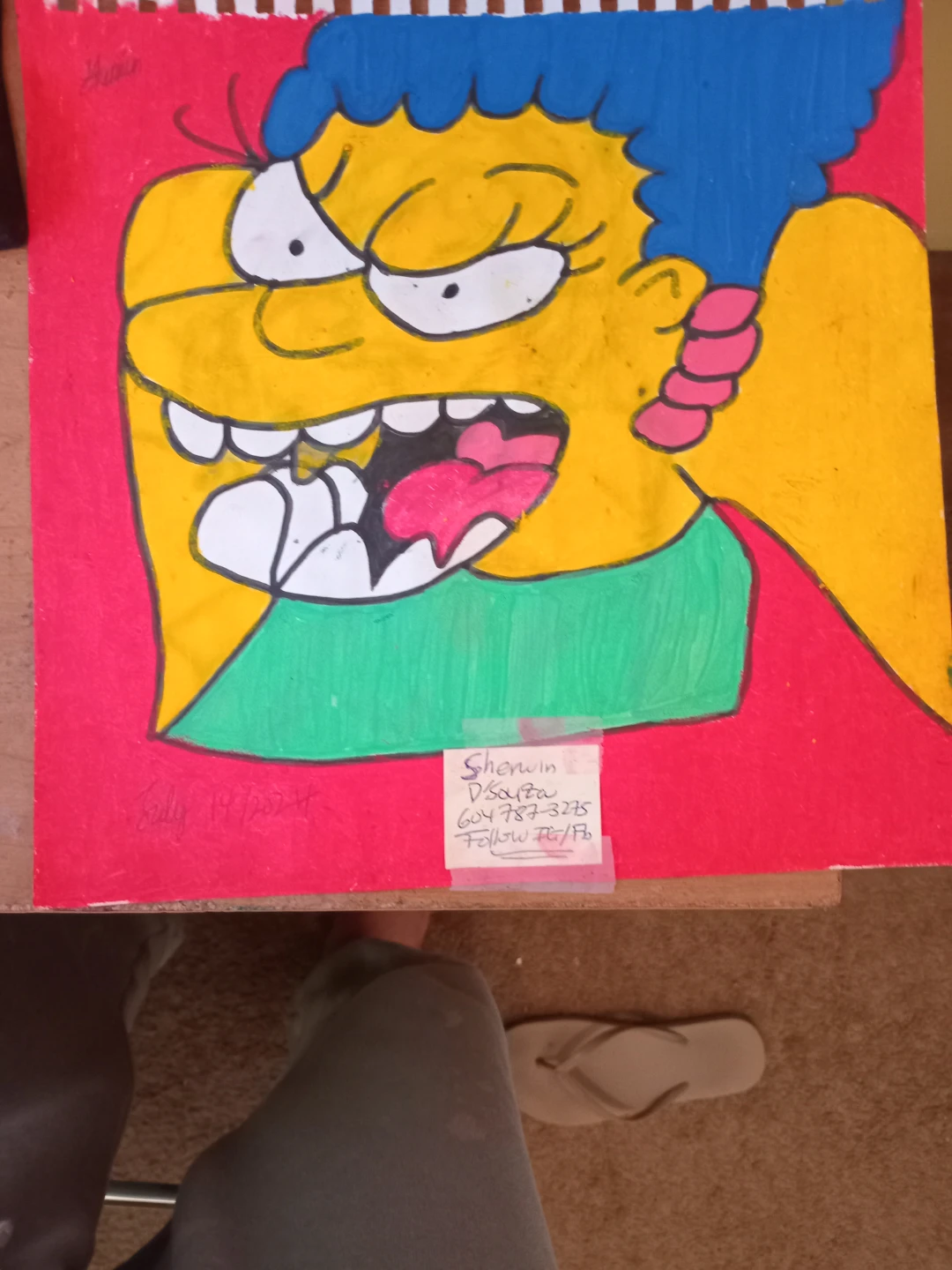Updated Red Background Marge Simpson Drawing - photo 4