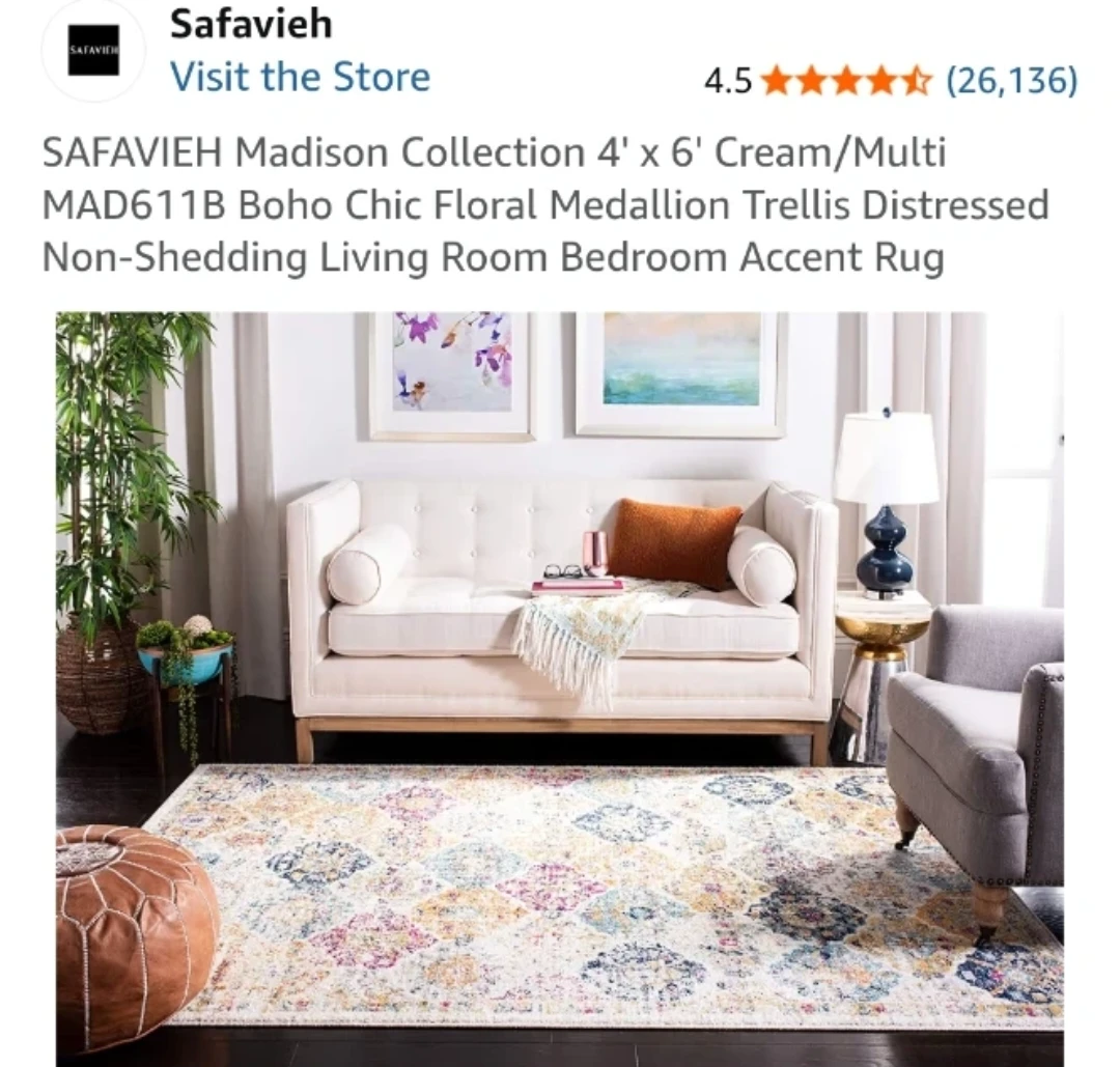 Safavieh Madison Collection 4' x 6' Cream/Multi Rug