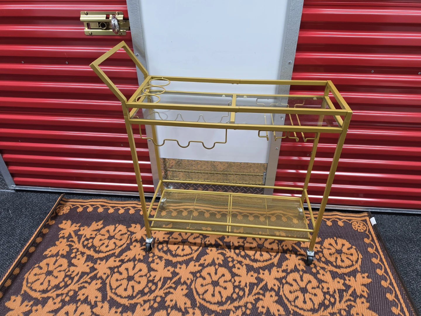 Gold Bar Cart with Glass Top