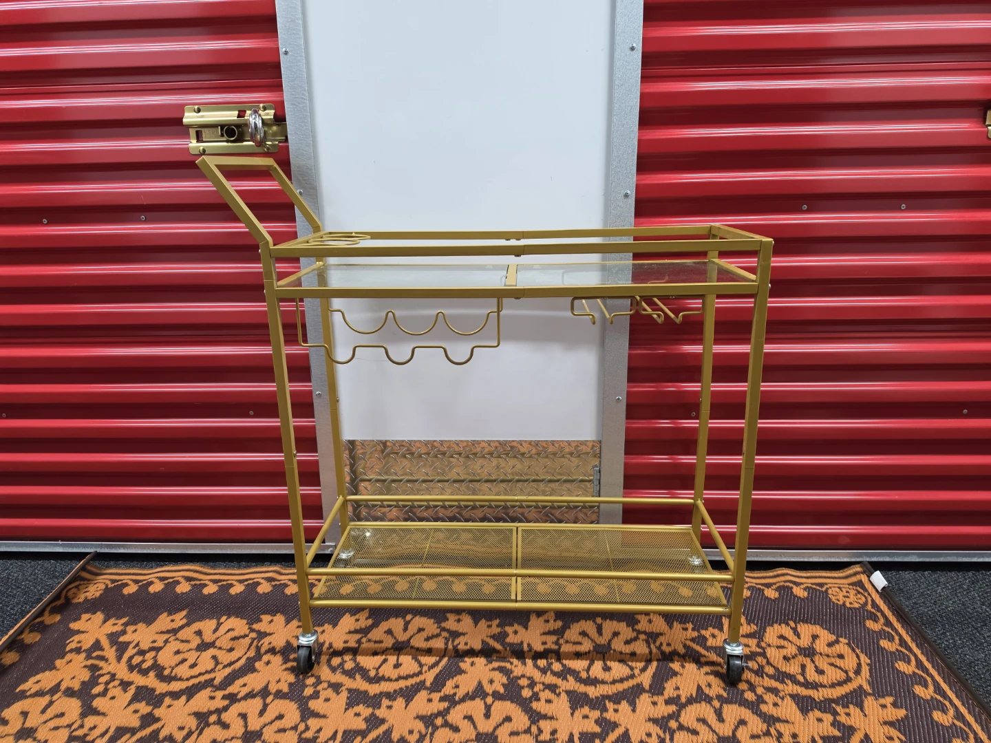 Gold Bar Cart with Glass Top - photo 2