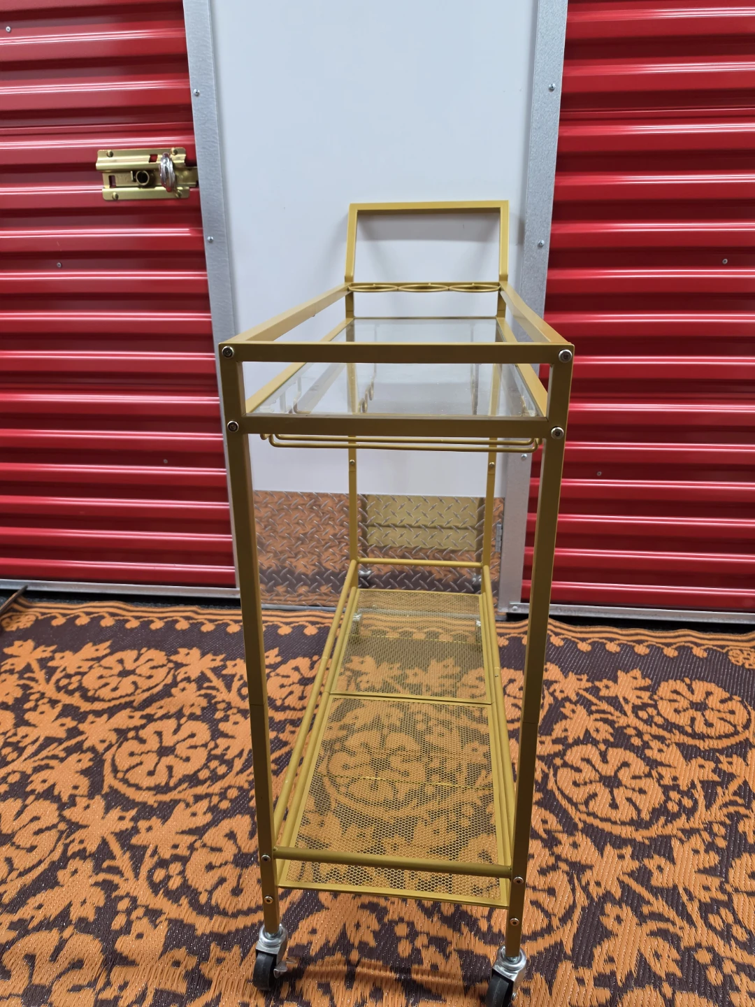 Gold Bar Cart with Glass Top - photo 3