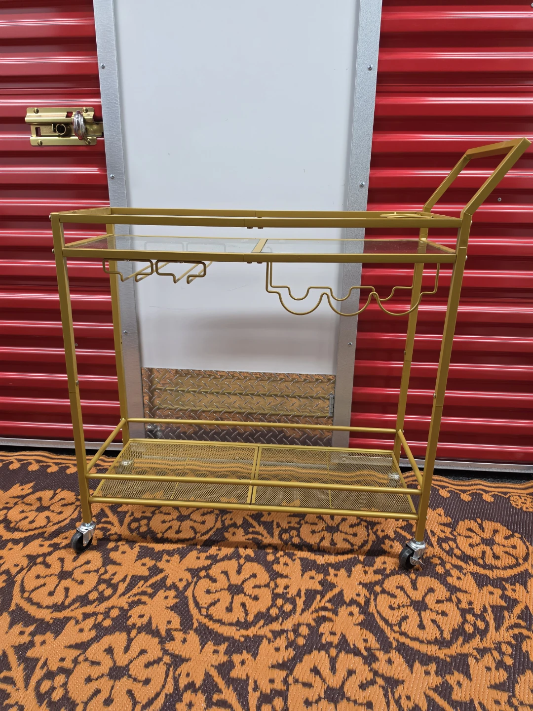 Gold Bar Cart with Glass Top - photo 4