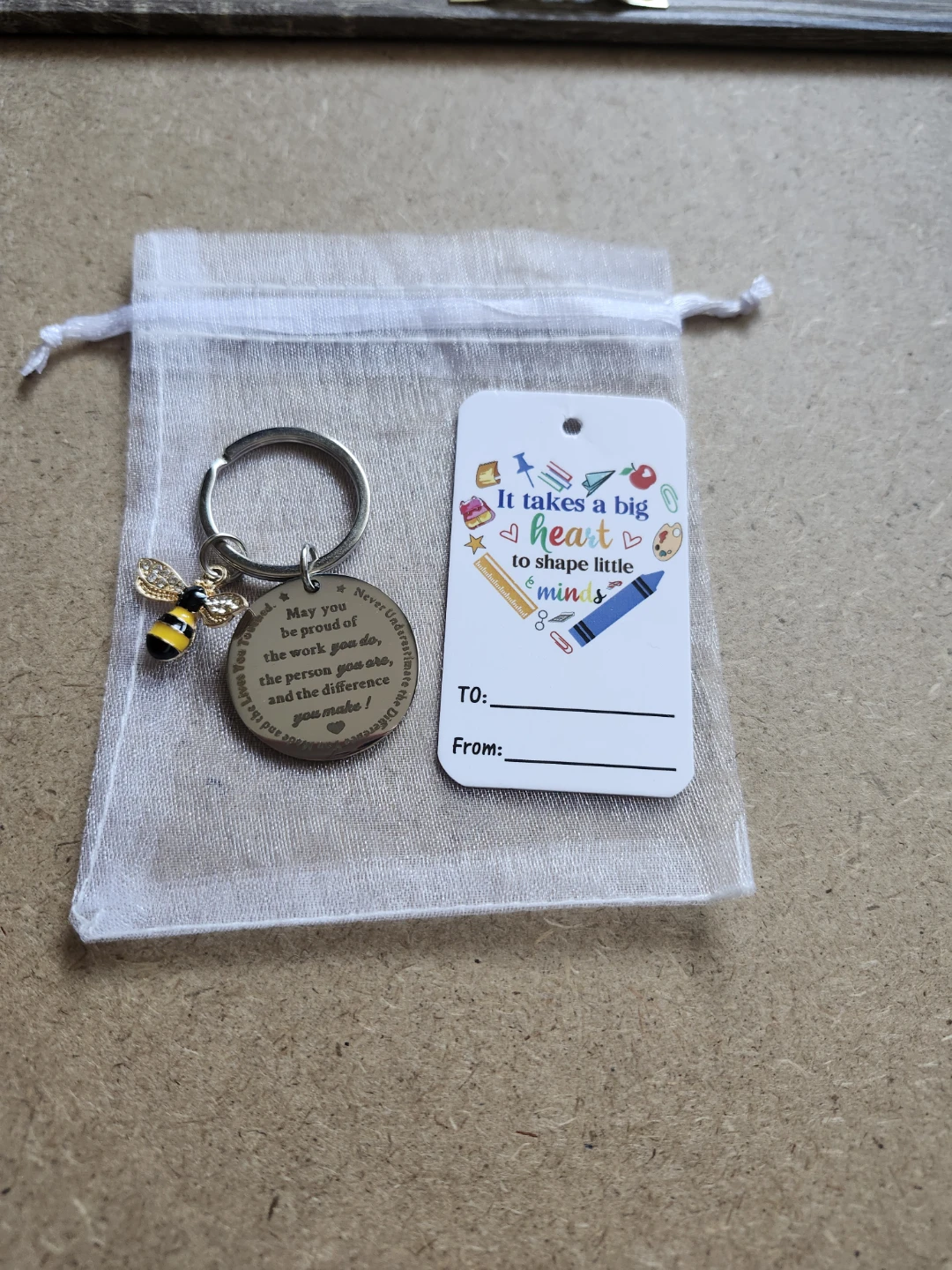 Teacher's Inscription Bee Charm Keychain - $6 Each