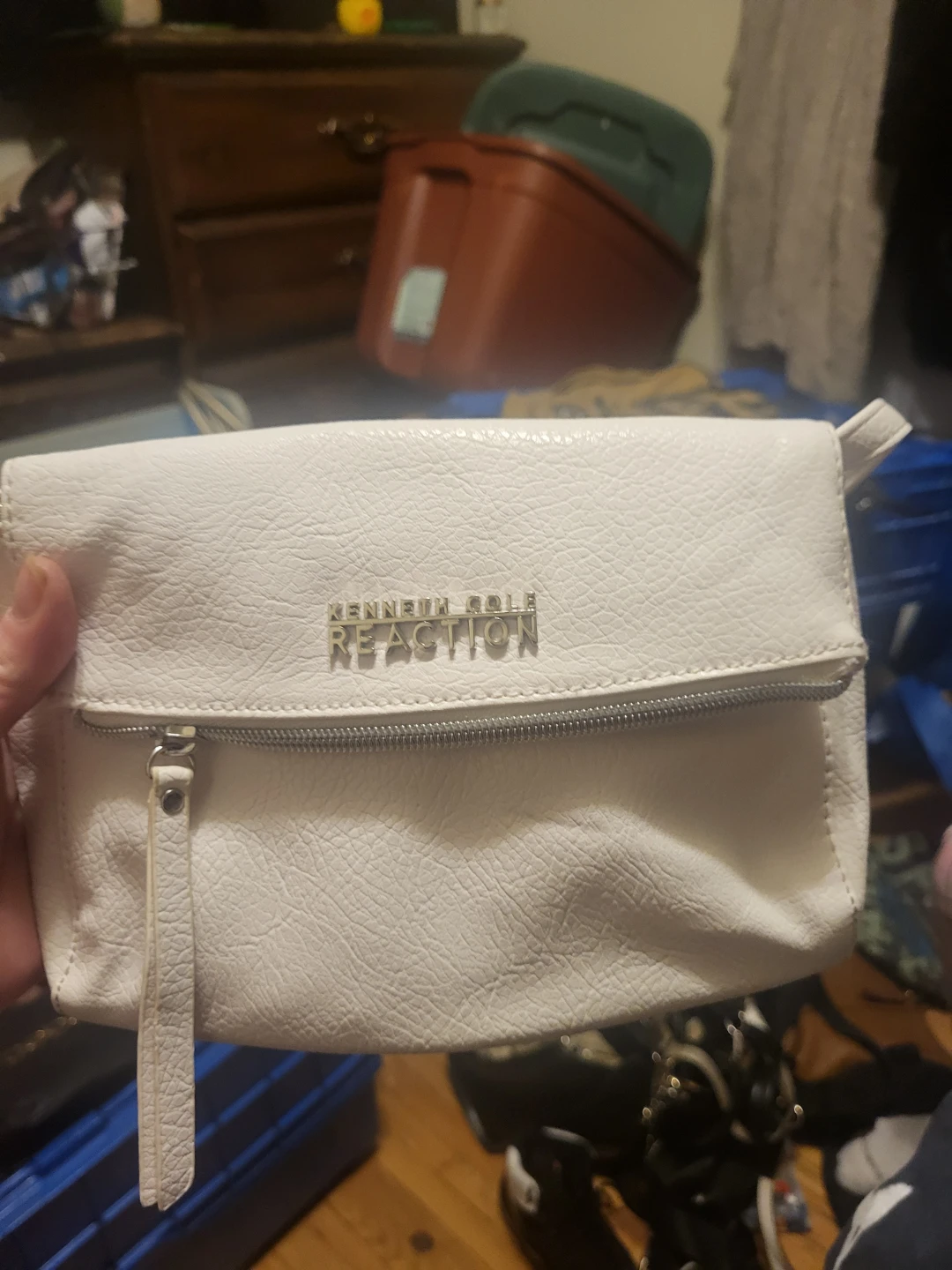 Kenneth Cole Reaction White Faux Leather Clutch Wristlet